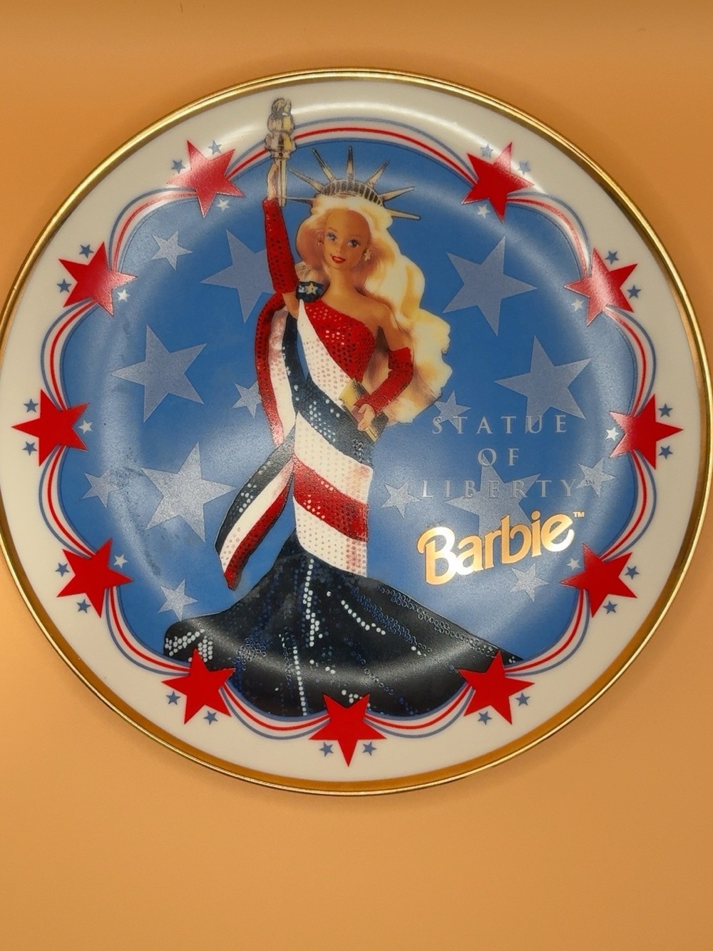 Barbie White Red Blue Statue of Liberty Limited Edition Collectors Plate